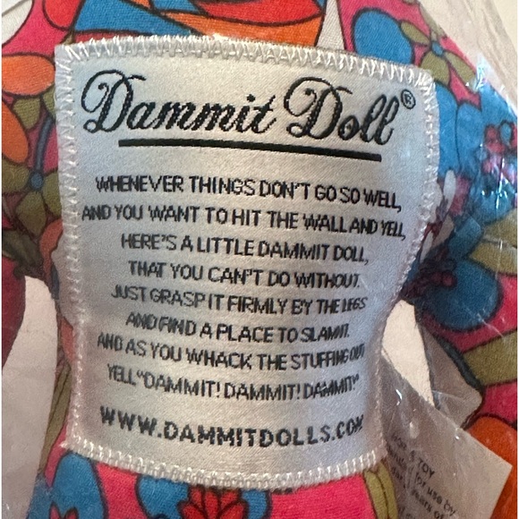 Dammit Doll Plush Stress Relief Gag Toy Voodoo Doll Pink Floral with Tag 12 inch - Picture 2 of 4